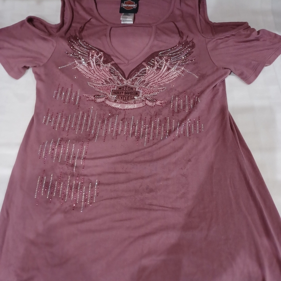 Harley-Davidson Tops - Harley-Davidson Women's Dusty Rose Cold Shoulder Tee